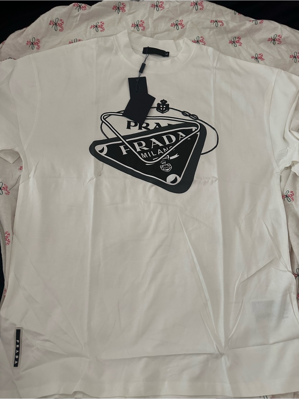 Prada White Short-Sleeve Logo Graphic Tee